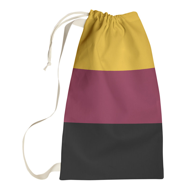 Fabric Laundry Bag with Handles, Medium (36" H x 28" W x 1.5" D), Pittsburgh Yellow/Maroon/Black
