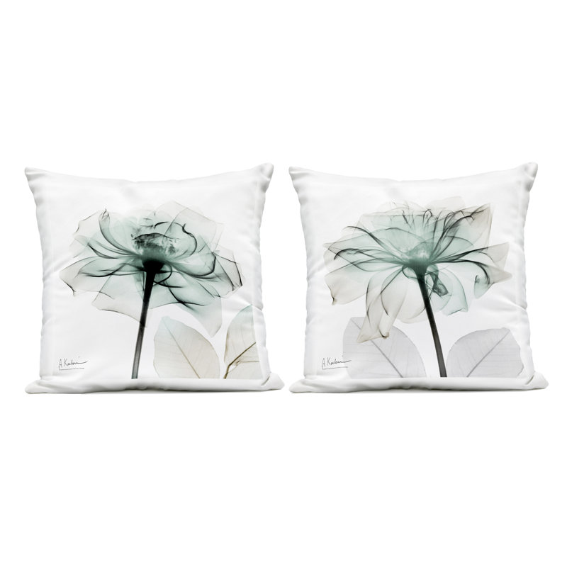 Coussin d'extérieur imprimé Serene Emerald Rose par Albert Koetsier (ensemble de 2)