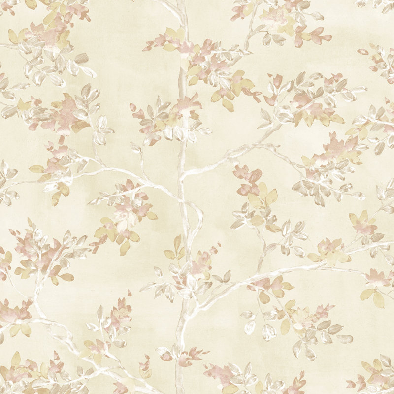 Blooming Garden Collection Pesco Garden Wallpaper Roll, Beige