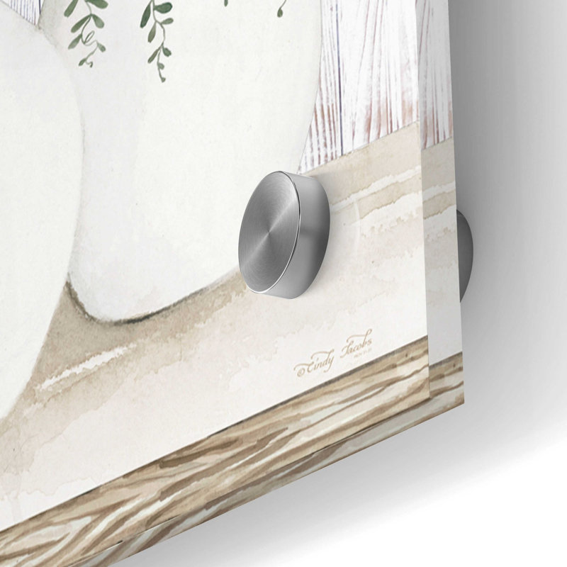«White Simplicity» par Cindy Jacobs, art mural en verre acrylique, L 48 po x H 16 po