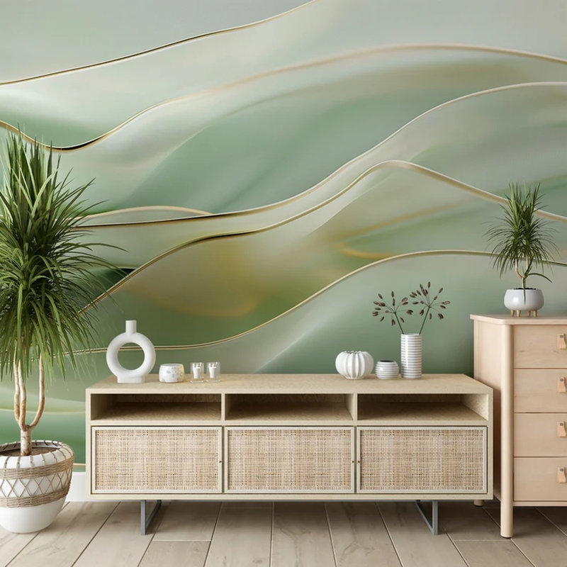 Papier peint Golden Jade Waves, L 106 po x l 138 po