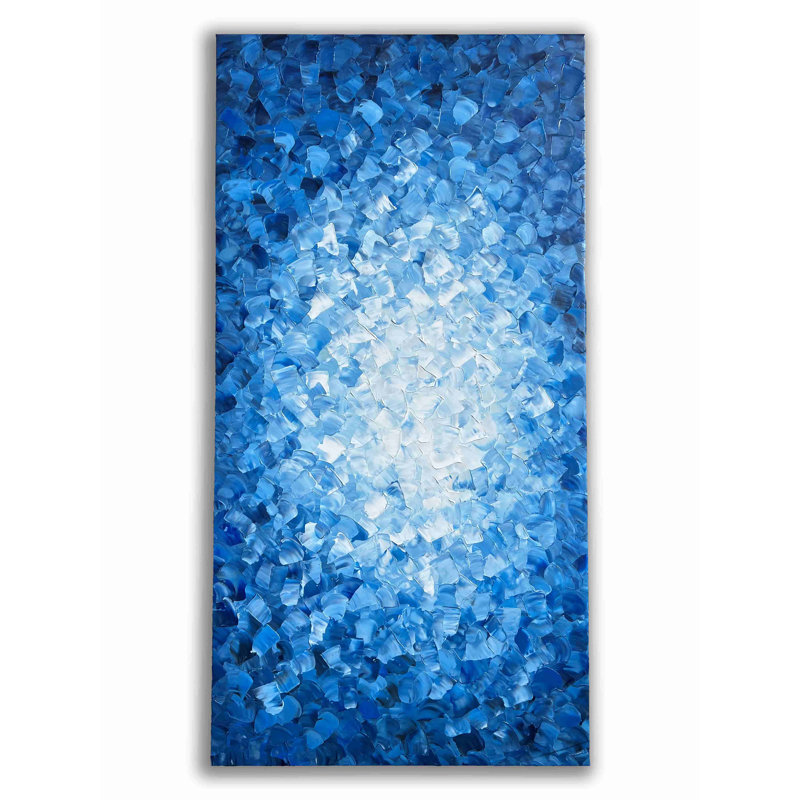 Art abstrait sur toile, "Aquatic Reflections", H 20 po x l 40 po x P 1,5 po