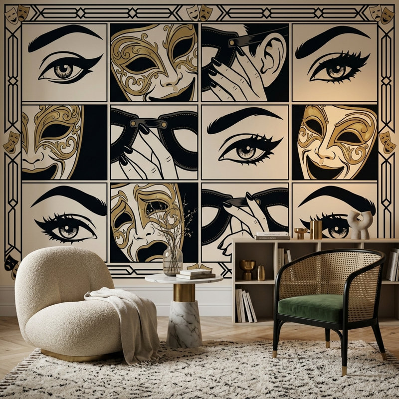 Papier peint Masquerade, Non tissé, 120 po x 96 po