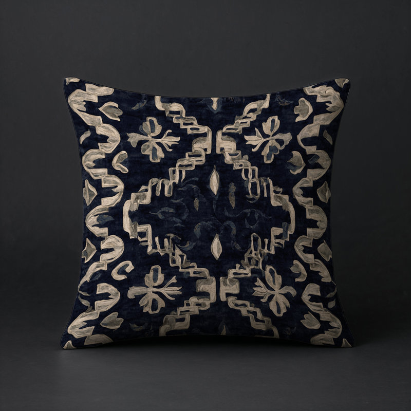 Coussin décoratif intérieur et extérieur Modern, Gris géométrique 37, Carré 16 po