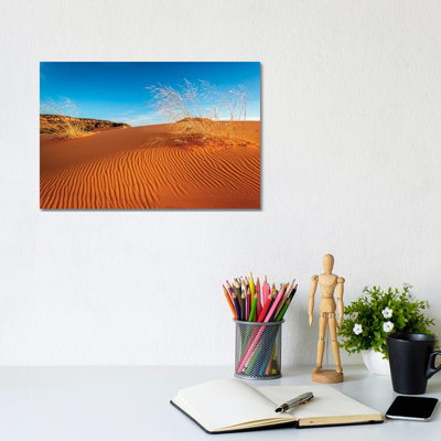 Sand Dunes And Grass, Coral Pink Sand Dunes State Park, Kane County, Utah, USA. by Russ Bishop - Wrapped Canvas Print