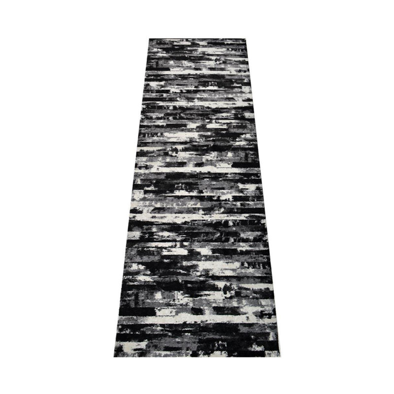 Machine Made Heatset Polyproplyene Area Rugs - Runner, Silver Color, Abstract Modern Design, Low Pile Machine Made Area Rugs for Living Room, Bed Room 