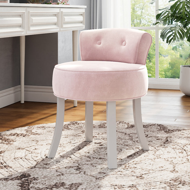 Manufactured Wood Accent Stool, Pink, White