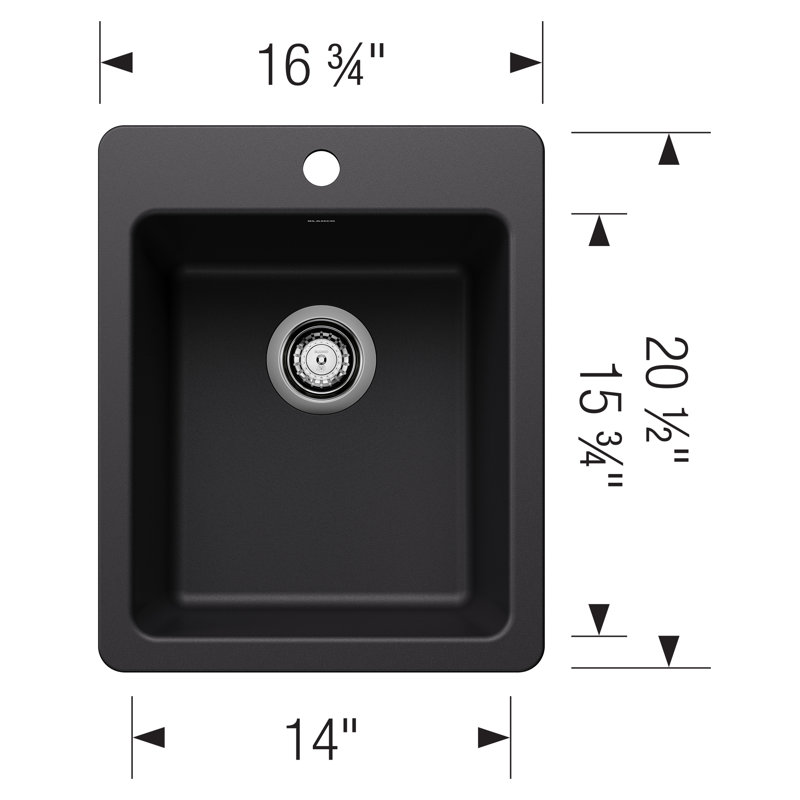 Liven SILGRANIT 17" Dual Mount Bar Sink - Coal Black, Coal Black