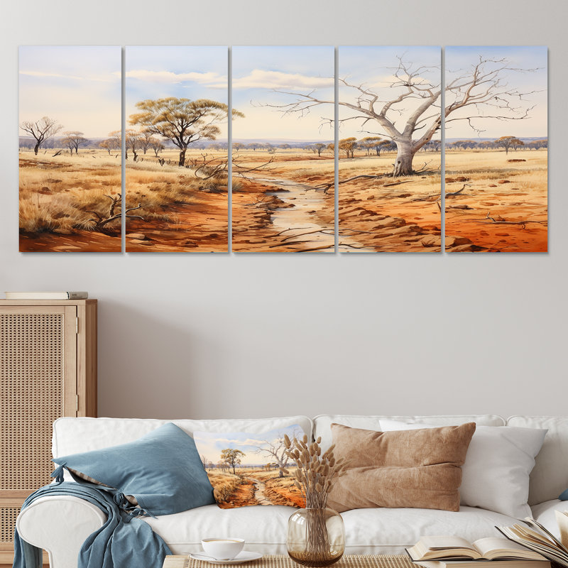 Australian Outback Landscape I - Australia 5 Piece Wall Art, 28" H x 60" W