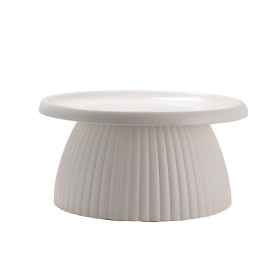 Light Terracotta Magnesium Oxide Fluted Base Coffee Table  27.56" Diameter Round Center Table