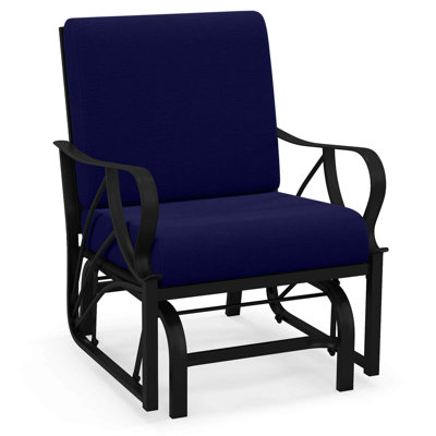 Patio Rocking Chair With Cushion Heavy-duty Metal Frame Smooth Glider Outdoor by 17 Stories