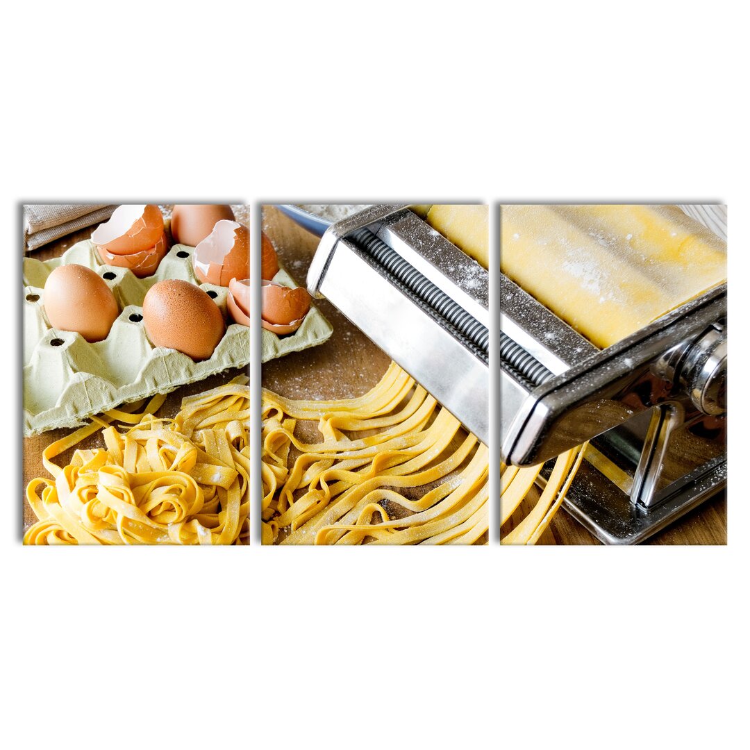 3-tlg. Leinwandbilder-Set Nudelmaschine Pasta Italia