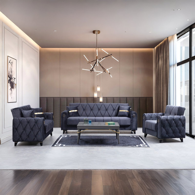 Istanbul Sofa Chair, Dark Gray Velvet