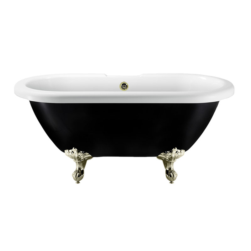 Baignoire de trempage sur pieds 59 po., Nickel brossé, Nickel brossé