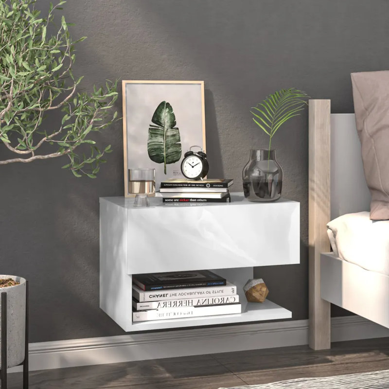 Armoire de chevet flottante vidaXL, Blanc, Ensemble de 2