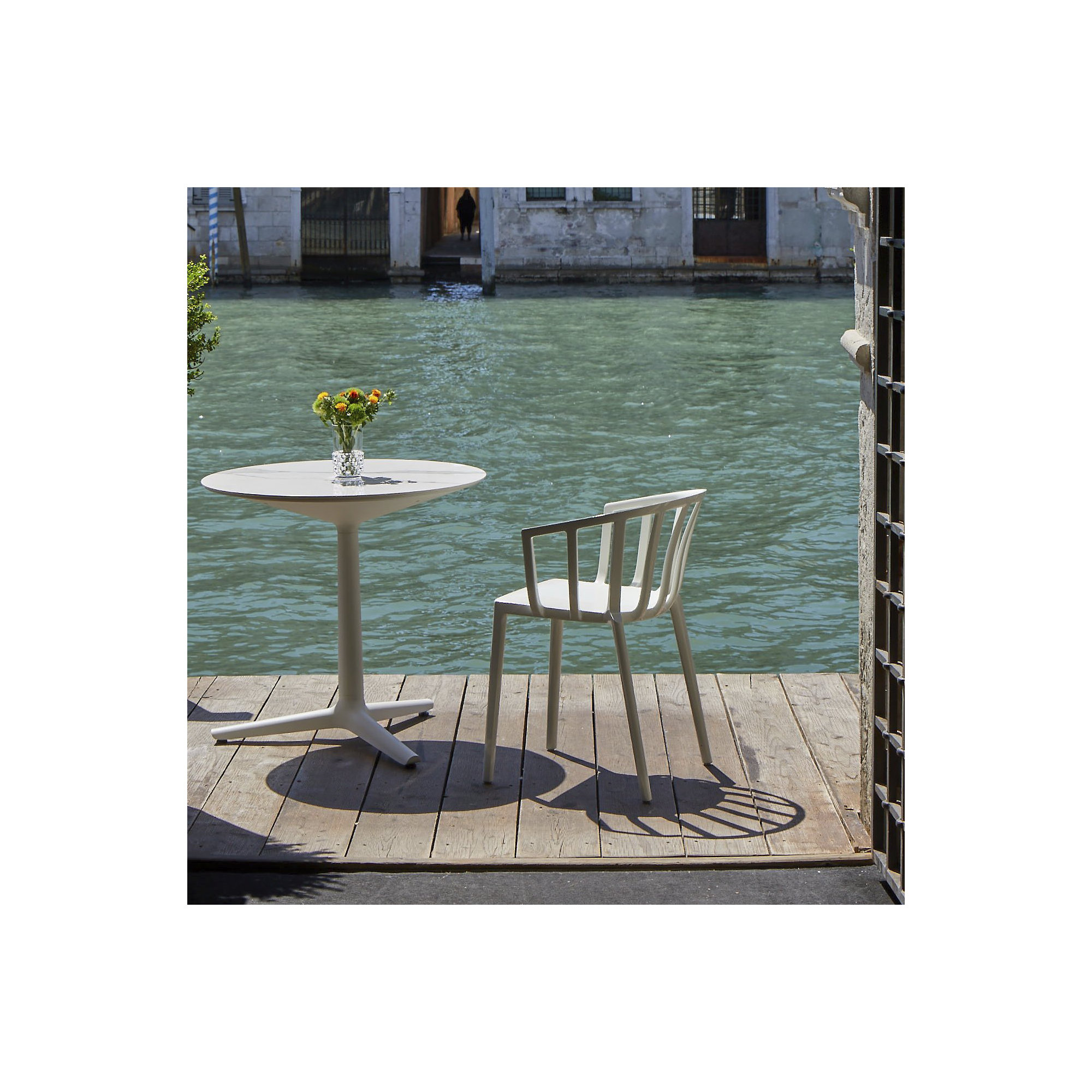 Venice Premium All-Weather Wicker Outdoor Stacking Dining Armchair, White