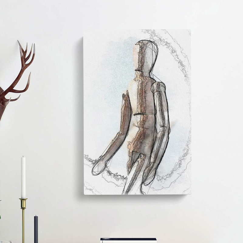 Wooden Artist Mannequin In Abstract - Wrapped Canvas, 76cm H x 50cm W x 3cm D