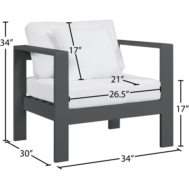 Lajoy Aluminum Outdoor Lounge Chair, Dark Gray, White