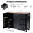 Kitchen Island Cart With Spice Rack And Lockable Wheels, 54.5" Black Rolling Deep Drawers Charging Station,-445314407