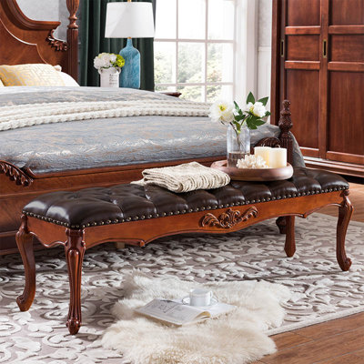 Banc en cuir de style rétro pour chambre à coucher et vestibule