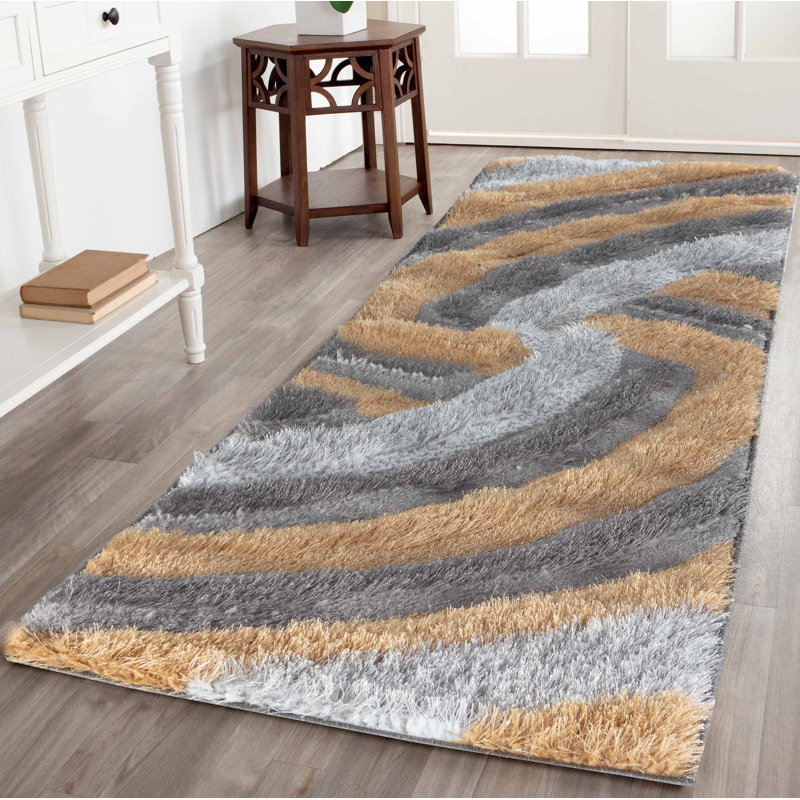 Frio Geometric Shag Area Rug, Runner 60 x 220cm