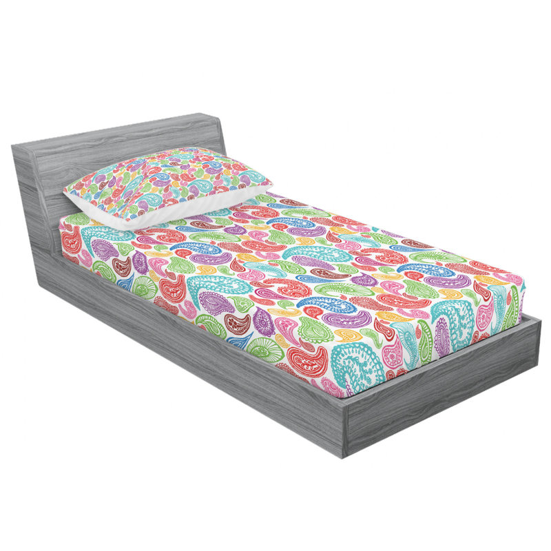 Microfiber Floral Sheet Set, Twin Sheet Set with 1 Pillowcase, Paisley 7