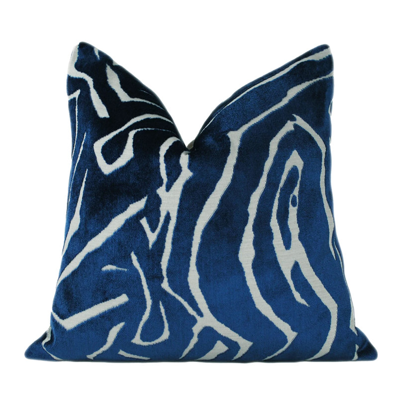 Housse de coussin en velours abstrait, Bleu, 22 po x 22 po