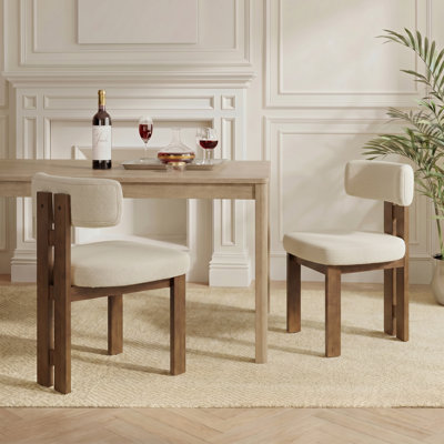 Upholstered Dining Chairs with Solid Wood Frame, Padded Seat and Backrest, Modern Accent Side Chairs for Dining Room, Kitchen  Breakfast Nook, Set of