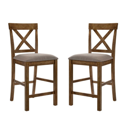 Ensemble de 2 chaises rembourrées en lin à hauteur de comptoir