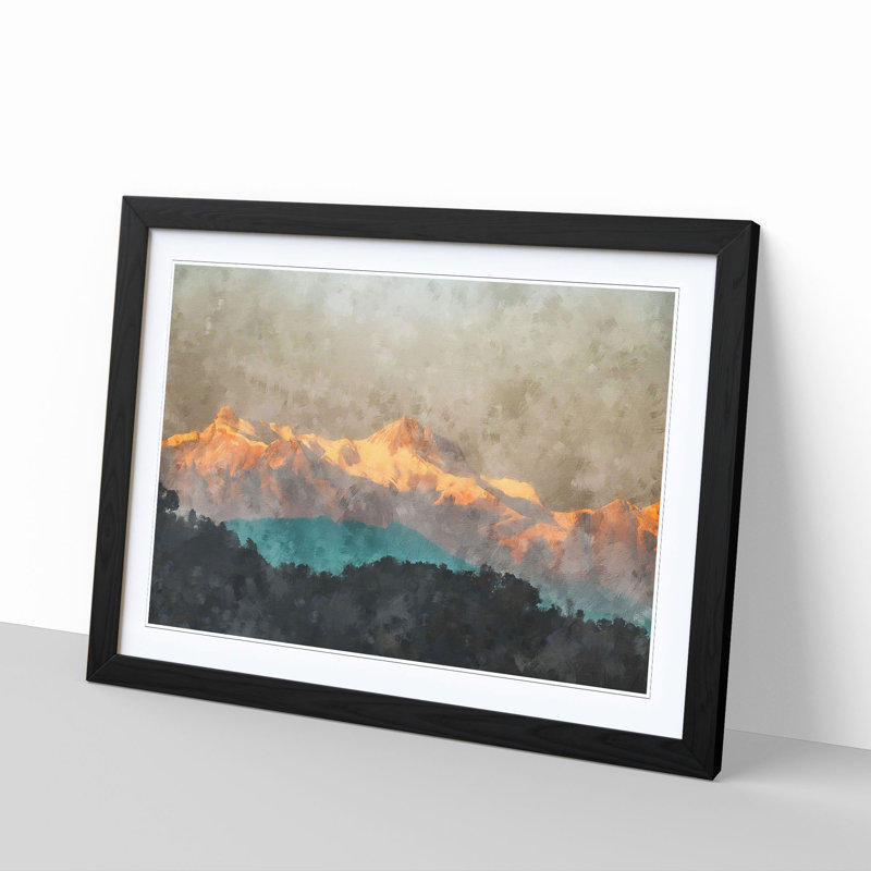 Mountains in Pokhara Nepal - Picture Frame Graphic Art Print, 45cm H x 63cm W x 2cm D, Black Framed