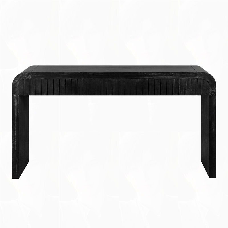 59'' Vintage Crafted Entryway Table Two Hidden Handle Drawers Farmhouse Console Table Easy Assembly, Black