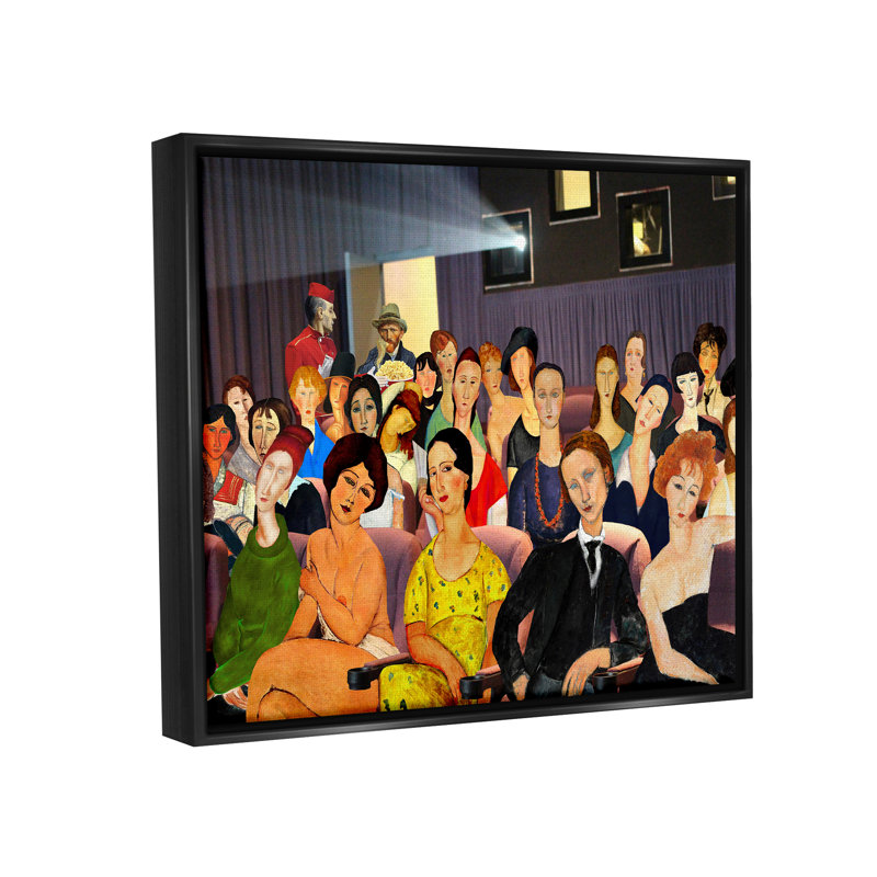 Collage de théâtre rétro par Barry Kite, H 25 po x l 31 po x P 1,7 po, Cadre flottant noir de jais