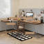Bureau rectangulaire brun, bois massif transparent et acrylique-747172125-747172126