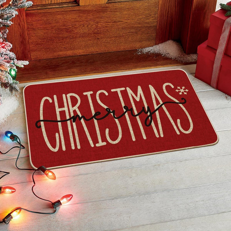 Paillasson rouge Merry Christmas, Rouge, Simple - L 29 po x l 17 po