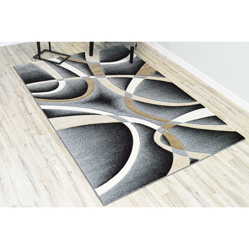 Tapis abstrait McCampbell, Rectangle 4pi x 6 pi, Sable / gris