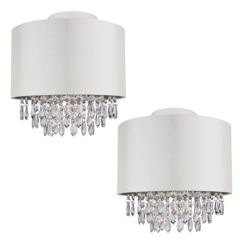 Lampley Fabric Semi Flush Mount, Cream, 20" H x 30" W x 30" D