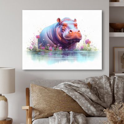Hippopotame animé, art mural en métal
