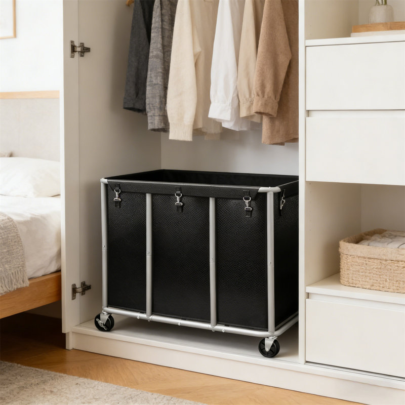 Laundry Cart, Commercial Rolling Laundry Cart With Detachable Lining -420L, Heavy-Duty Steel Frame, Capacity 400 Pounds