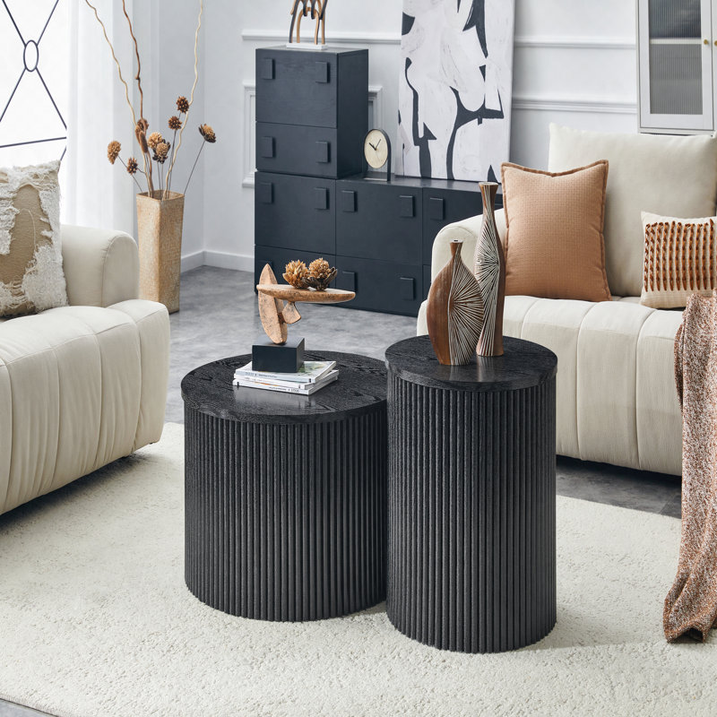 Ensemble de tables basses gigognes 2P - Colonne romaine - Noir