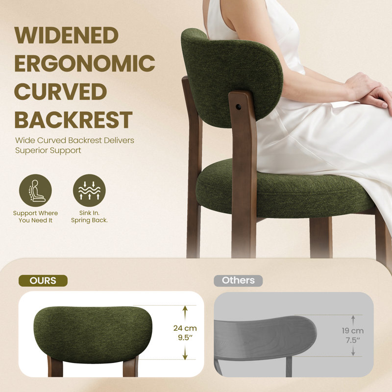 Tangela 48 cm H Fabric Side Chair, Green, Walnut