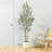 72" Faux Olive Tree in White Planter, Lifelike Fake Olive Plant for Indoor and Outdoor Decor-96398898