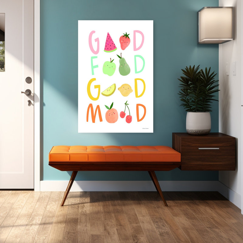 Good Good Good Mood II Playful Whimsical Abstract Fruit, art mural, H 48 po x l 32 po
