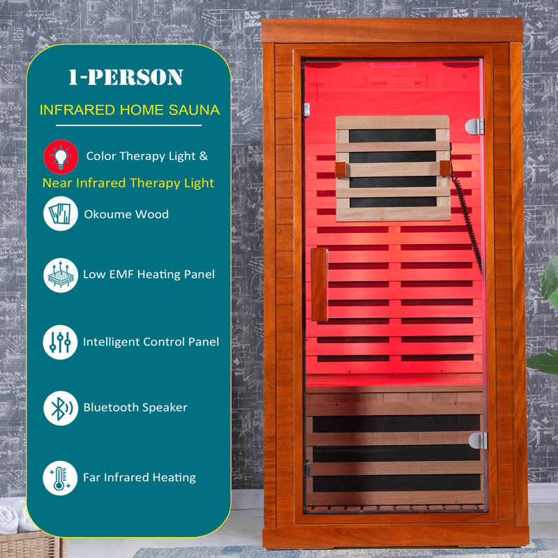 Infrared sauna with red light therapy for one person