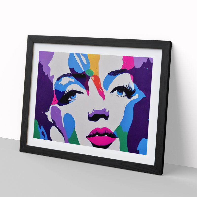 Pop Woman - Single Picture Frame Print, 46cm H x 64cm W x 2cm D, Black