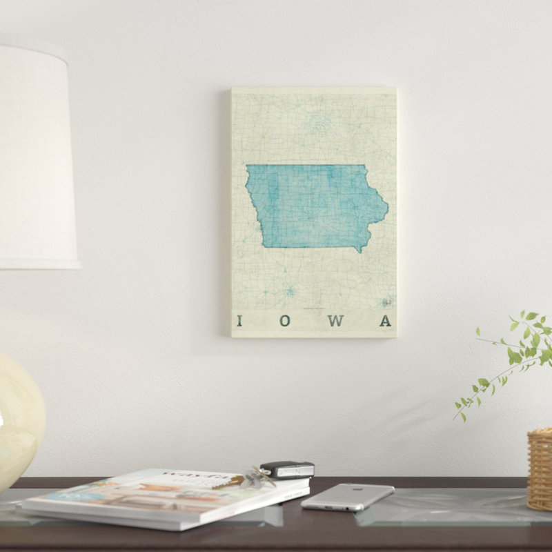 « iowa map », impression sur toile, H 26 po x l 18 po x P 1,5 po, Toile tendue, Pas de tapis