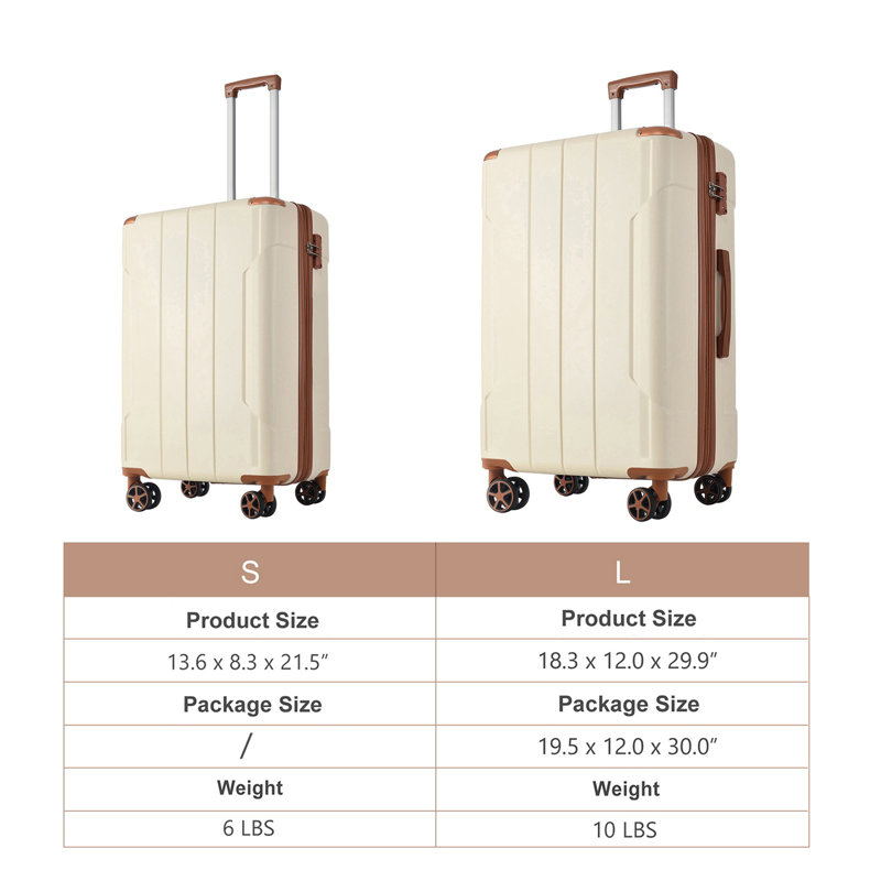 Ensemble de valises Hardshell ABS 2 pièces extensible avec roulettes TSA Lock pour hommes femmes
