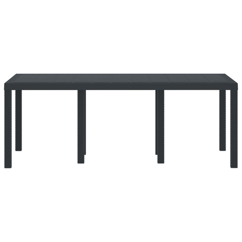 Garden Table Poly Rattan, 73cm H x 200cm W x 100cm D, Anthracite