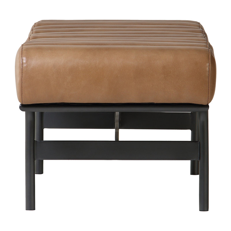 Harrison Upholstered Bench, Tan Top Grain Leather