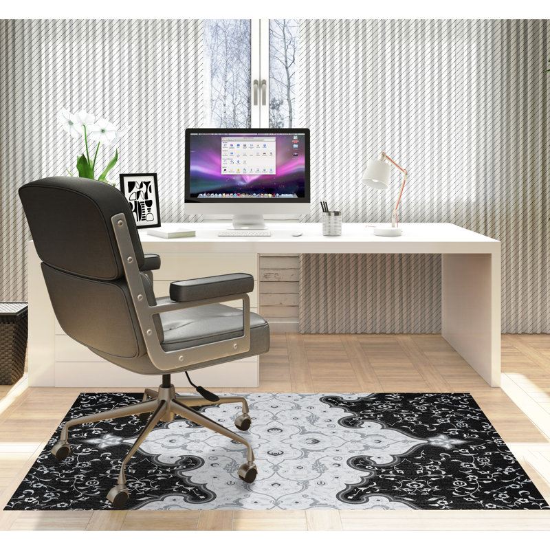 Tapis pour chaise rectangulaire à poils courts Belle, L 36 po x L 60 po, Noir