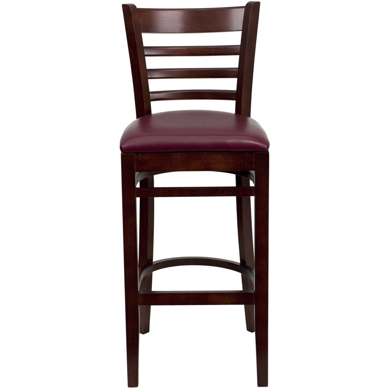 Tabouret de bar en bois Ladder Back, Acajou, Rouge